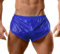 Hombres Extremo PU Pantalones Cortos con Grande División Lados Ropa Interior Bóxers Bragas Slips Azul L