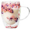 XIAOXIAOYU Taza De Cristal Doble Pared con Flores Secas, Tazas De Cafe Doble Cristal con Asas, Tazas De Café con Fondo Engrosado De 350 Ml, Tazas De Café Antiescaldaduras con Aislamiento Doble Capa