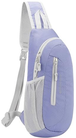 PivotWing Brusttasche Herren Damen, Sling Bag Schultertasche Damen Herren Leicht Wasserdicht Umhängetasche Reisen Gehen Outdoor Crossbody Bag Shoulder Chest Bags Day Packs Blau Lila