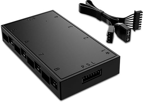 ID-COOLING HA-08 Fan Hub for Computer Internal Fans, 8 PWM Ports+8 ARGB Ports, ARGB Motherboard Sync, SATA Powered PWM Functional Fan Adapter