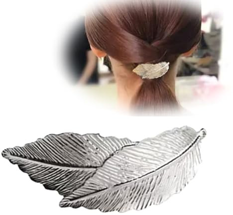 Barrette À Cheveux Vintage Métal Argenté Barrette À Cheveux Alliage Feuilles Barrette À Cheveux Barrette À Feuilles Minimaliste Accessoires Cheveux Pour Femmes Et Filles (argent)