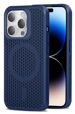 Dqtaoply for iPhone 14 Pro Max Case, Slim Shockproof Protection with Magnetic case Breathable Heat dissipation Phone Cover for iPhone 14 Pro Max - Blue