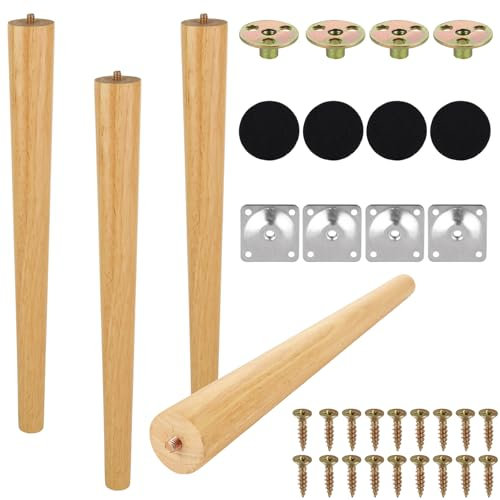 FVIEXE Lot de 4 pieds de table en bois de 40,6 cm, pieds de meubles en bois modernes du milieu du siècle, pieds de rechange pour table basse, table d'appoint, table de nuit, pieds de chaise de bureau,