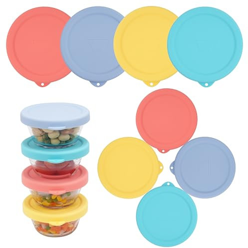 8 PCS Silicone Replacement Lids for Pyrex & Anchor Hocking Glass Custard Cups, Silicone Lids for Food Storage, Food Cover, Dishwasher/Freezer/Microwave Safe (Containers NOT Included)