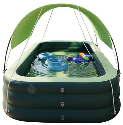 Piscina per famiglie, piscina gonfiabile con baldacchino e scivoli, sicura e confortevole, resistente alle forature, grande capacità, antiscivolo, perfetta per l'estate
