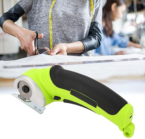 BAFOVY Cordless Electric Scissors, Rechargeable Ergonomic Design Automatic Sharpening Safety Lock for Blanket Leather Kraft Paper Rope Cutting with 1 Lithium Battery 2 Blades