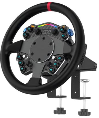Cammus Racing Wheel C12, gaming wheel + Desktop Mounting Clip + Multifunction Controls, pc steering wheel, Magnetic Paddle Shifters, PC - Black