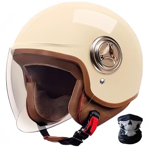 STRTG 3/4 Retro-Motorradhelm,Rollerhelm Mit Visier,ECE-Zugelassener Retro-Jet-Helm Für Damen Und Herren,Moped,Motorrad Für Vespa, ATV, Moped 9