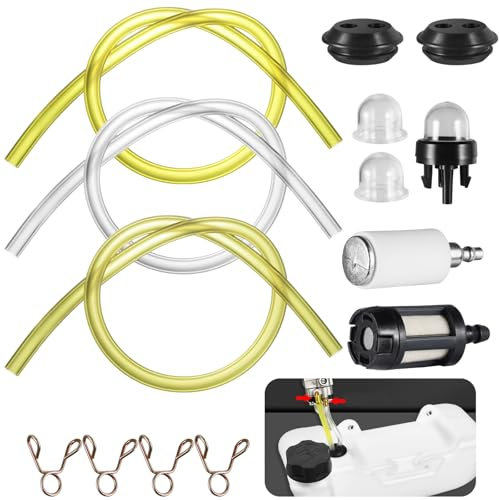 Ysimple 14 Pezzi Tubi Del Carburante Set, Universale Tubi Flessibili Del Carburante 2mm 2.5mm 3mm, 30cm Tubi Flessibili Del Carburante, Set Ricambi Decespugliatore, per Tosaerba,Soffiatore,Motosega