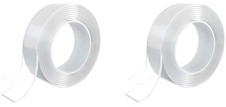 smart by Leviatan Nano Tape, Ruban Adhésif Nano Réutilisable, Transparent Traceless Double-Face, Lavable et Résistant pour Les Articles à Coller, 2mm x 3cm x 3m (Lot de 2)