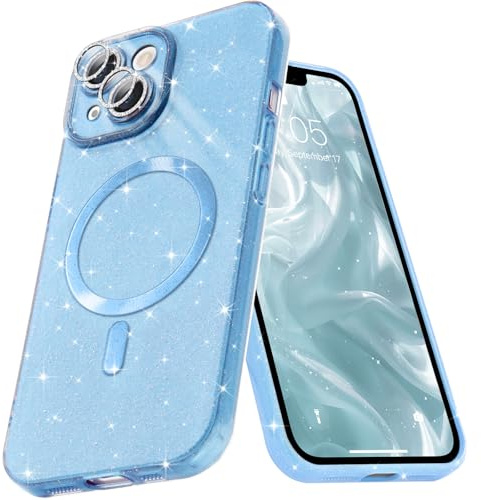 Micoden for iPhone 13 Case Bling Compatible with Magsafe Blue