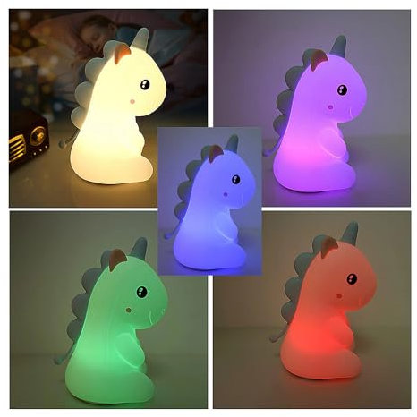 TRIXES Unicorn Night Light, Rainbow Multicolour Silicone - Colour Changing - Touch or Remote Controlled
