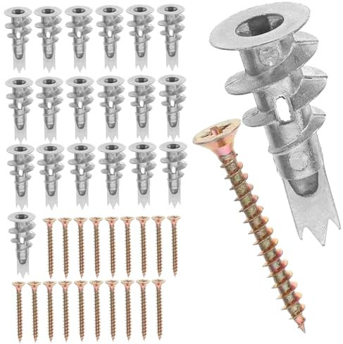 GLEAVI 20set Kit Di Tasselli Per Pareti Cave e Elementi Di Fissaggio Per Cartongesso Autofilettanti Per Appendere Lampade Specchi Cornici e Mensole Decorative