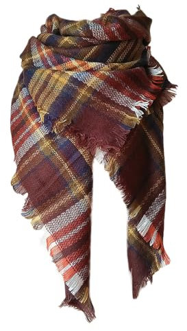 Cabrio Kopfbedeckung Damen Haarband Schal Damen Europa und die Vereinigten Staaten Weißer mehrfarbiger Karoschal Doppelimitat karierter quadratischer Leinen Schal Damen Schal MüTze (Brown, One Size)