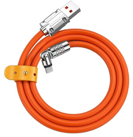 Câble USB vers USB C, 120 W, 180 + 360 têtes pivotantes, LED, USB C, câble de charge rapide pour téléphones portables