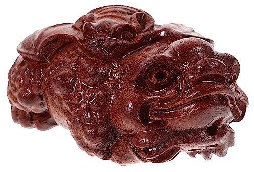 MUSISALY Holzschnitzerei Krötenstatue Tisch Dekorative Schnitzerei Holzfigur Bastelornament Wohnkultur Geschenkidee