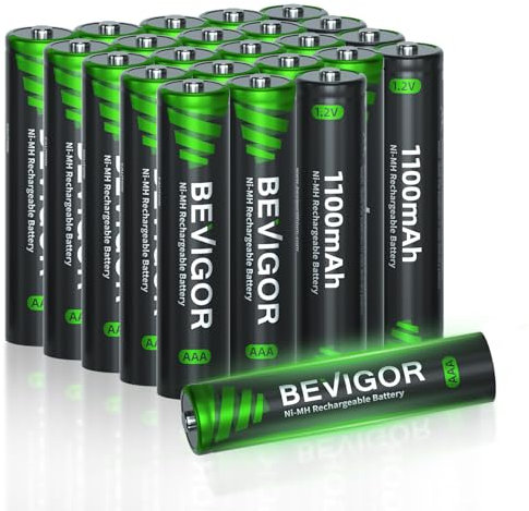 BEVIGOR 24 Batterie Ricaricabili AAA, Batterie NiMH AAA Ad Alta Capacità, Precariate