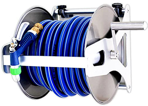 Enrouleur de tuyau d'arrosage portable et robuste avec tuyau flexible en caoutchouc PVC de 2/2,5 cm, solution de rangement pour la maison, 10 m