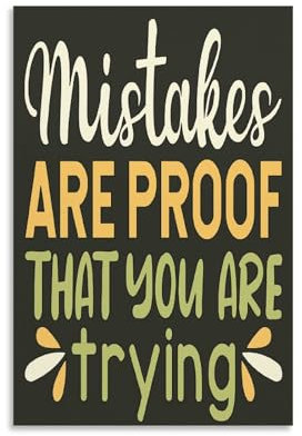 JANSD Poster Mistakes Are Proof That You Are Trying Mental Health, Motivationsposter, Positive Zitate, Drucke, Poster, Leinwand, Wandkunst, Ölgemälde, Deko