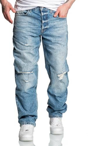 Amaci&Sons Herren Loose-Fit 90s Denim Jeans Hose Straight Baggy 7032