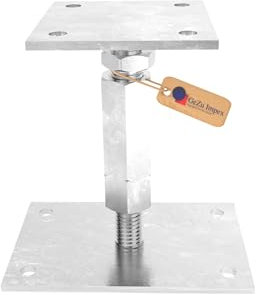 GeZu Impex Support de poteau Galvanoplastie Lot de 8 80 x 80 mm hauteur reglable platine bois pied poteaux clôture