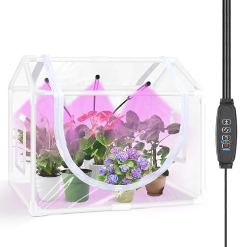 Vercome Mini Greenhouse Indoor with Grow Light, Small Tabletop Clearance Mini Greenhouses Kit, Mini Greenhouse with Zippered Door and PVC Cover for Indoor Plants & Seed Starting,25.6L x 15.8W x 20H