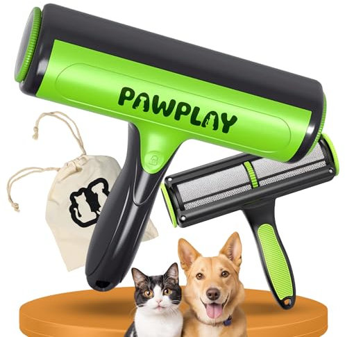 PAWPLAY Rodillo Quitapelos Mascotas – Cepillo Quita Pelos para Ropa, Sofá, Cama, Coche – Removedor de pelos para Gatos y Perros – Reutilizable, Portátil, Sin Adhesivos ni Baterías