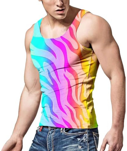 Canottiera da uomo LBGTQ arcobaleno, stampa muscolare, maglietta senza maniche, maglietta da corsa, modello Pride Month, graffiti Batik, Lilla, M