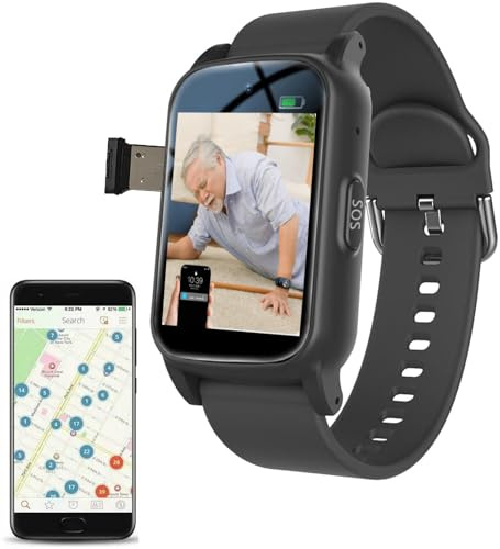 Vcyex Notfallarmband,Notrufknopf Für Senioren, Notrufknopf, SOS One-Click for Help, Smartwatch Mit Sturmerkennung, Tracker Uhr Senioren Demenz, Videoanruf Sprachanruf IP67 Wasserdicht