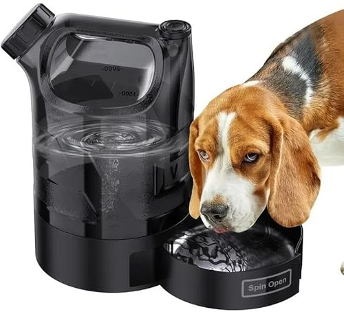 Hundetrinkflasche 2500ml Große Kapazität auslaufsicher EIN-Knopf Bedienung lebensmittelecht BPA-frei & für Wandern Spaziergang Camping(Black)