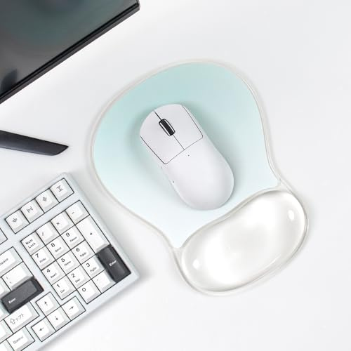 Mouse Pad with Gel Wrist Rest - Ergonomic Clear Cooling Mousepad Support Non-Slip Base for Keyboard Typing Pain Relief/Laptop/Desktop (Gradient Green)