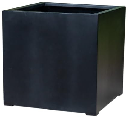Primrose Matt Black Polystone Outdoor Cube Planter 75cm