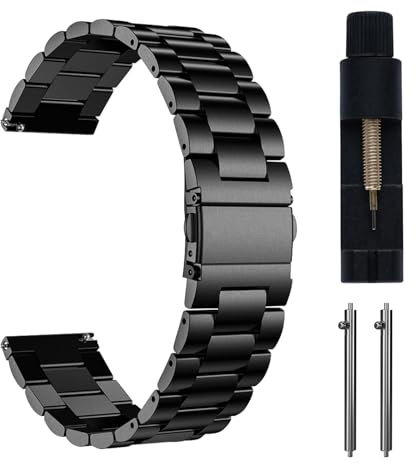 MaEiol 22mm Metall Armband für Amazfit Bip Max/Active Max/Amazfit Balance 3 /Balance 2 /Balance/Bip 6 /Bip 5/5 Unity/Helio Strap/GTR 4/GTR 3 Pro, Edelstahl Business Armbänder für Herren Damen