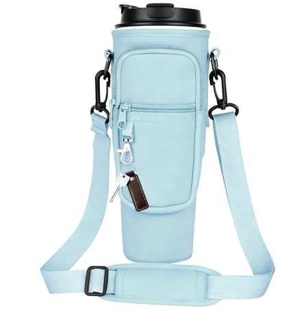 Xkqjlp Stanley Cup Bag Water Bottle Carrier with Adjustable Strap Stanley Accessories Holder Water Bottle Sling with Shoulder Strap for Hiking Commuting Gym Shopping Daily Use (Blue)