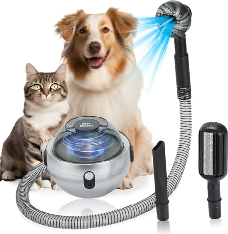 SHA GANG Hundestaubsauger mit Bürste,Schnurlose Pflege Kit mit Staubsauger,starke Saugkraft von 10000 Pa, entfernt 99% Tierhaare, kabelloses, geräuscharm, leicht zu reinigen für Hunde und Katzen