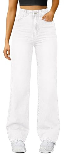 Wide Leg Jeans for Women UK Elasticated High Waist Flare Denim Trousers Baggy Stretch Straight Leg Jeans Loosefit Y2K Slim Fit Boyfriend Denim Pants Jeggers Streetwear with Pockets