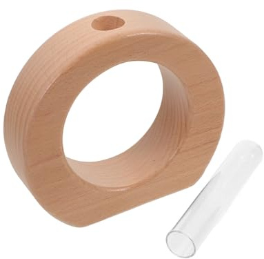 BAZEITFLOW Glas Testrohr Vase mit Holzständer Hydroponische Tischdekoration Transparenter Pflanzenterrarium für Wasserpflanzen Vielseitiger Dekor für Zuhause Büro und Fensterbrett