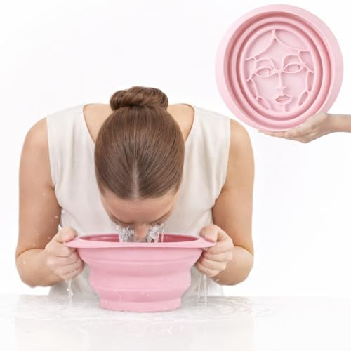Icy-Mojo Facial Cold Plunge™ | Collapsible Silicone Ice Facial Bowl with Built-In Ice Tray | Portable Face Ice Bath for Skin Tightening, Puffiness, Acne Relief & Glow (Soft Pink) (Soft Pink)