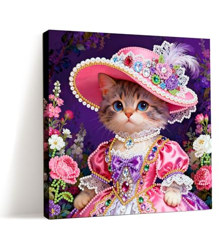 CXINLky Diamond Art Perlen Painting mit Fotorahmen, Kreativ 5D Diamond Art Perlen Set Tier Bilder Arts Craft für Home Wand Decor Farbige Leinwand-11-Cat