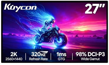 Kuycon P27S 27 inch FHD (2560 x 1440) 2K Monitor, IPS, 1.07 Billion Colors, 99% sRGB, 1ms, HDR, 1000:1, Eye Care, Low Blue Light (Honeycomb - without Stand)
