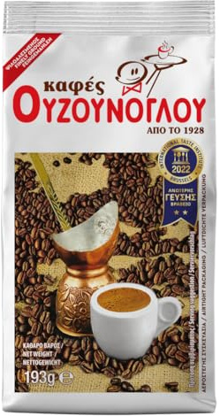 Ouzounoglou Caffè Greco Macinato Tradizionale 200g – Tostatura Artigianale | Caffè greco macinato a tostatura artigianale – Premio Superior Taste Award 2022, ideale per la moka greca (briki)
