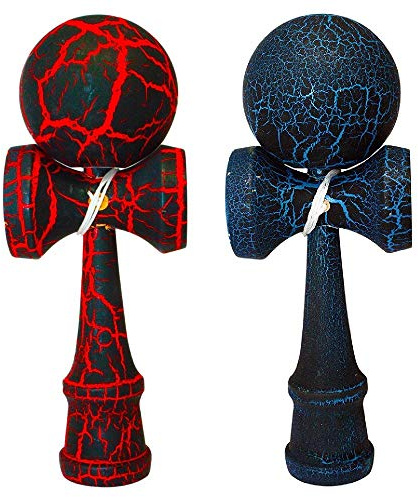 KENDAMA TOY CO. | 2 Pack | Competition Pro Kendama Full Size | Solid Wood Ball and Cup Coordination Toy | Red/Black Blue/Black Bundle
