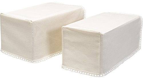 Classic Home Store Decorative Pair of Standard Square Linen Mix Arm Caps Antimacassar Furniture Cover with Lace Trim