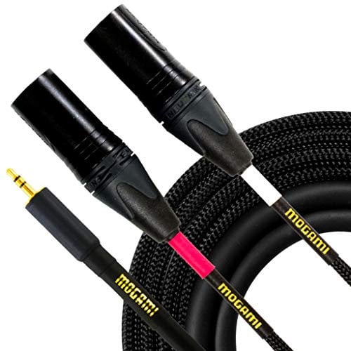 Mogami GOLD 3.5-2XLRM-06 Stereo Audio Y-Adapter Cable, 3.5mm TRS Plug to Dual XLR-Male Plugs, Gold Contacts, Straight Connectors, 6 Foot