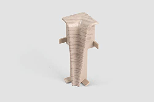 EGGER Innenecke Sockelleiste Eiche weiss für einfache Montage von 60mm Laminat Fußleisten | Inhalt 2 Stück | Kunststoff robust | Holz Optik weiß grau
