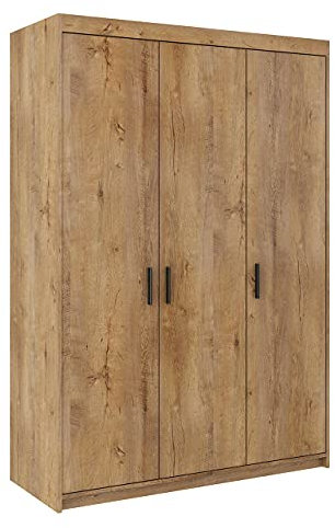Mirjan24 Kleiderschrank Elena 3D, Drehtürenschrank, Farbauswahl, 3-türig Schrank, Weiß, Sonoma, Lefkas (Eiche Lefkas)