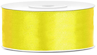 DaLoKu Satinband 6/12/25/38/50/100mm x 25m Geschenkband Schleifenband, Größe: 25mm x 25m, Farbe: Gelb