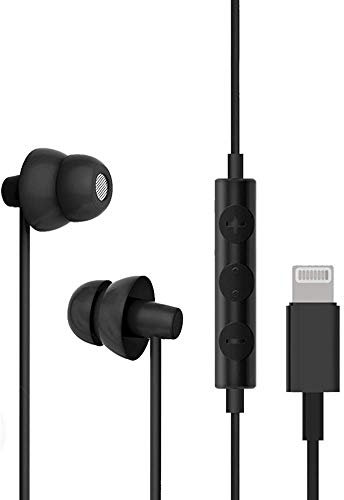 Cuffie con interfaccia Lightning, MAXROCK Auricolari dormienti con connettore per fulmini Cuffie per dormire con interfaccia Max/XR iPhone 8 iPhone 7/7 Plus Apple iOS (Nero)