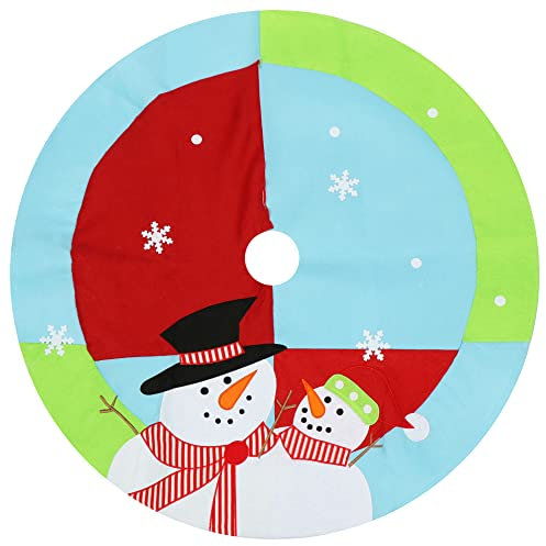 com-four® Christbaumdecke Ø 100 cm - Weihnachtsbaum Unterlage mit weihnachtlichem Motiv - Weihnachtsbaum Teppich rund - Weihnachtsbaum Rock (Ø 100cm - Schneemann)