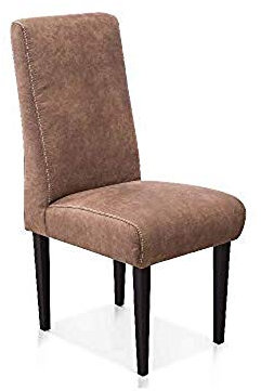 CAVADORE Esszimmerstuhl Malm / Polsterstuhl für Küche oder Esszimmer in Lederoptik / Mit Kontrastnaht / Passend zur Küchengarnitur Malm / 48 x 103 x 62 / Mikrofaser: hellbraun